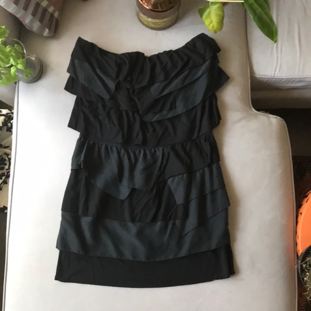 Juicy Couture Black Ruffled Strapless Dress
